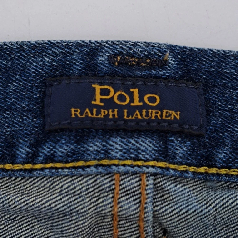 Polo Ralph Lauren Sullivan Slim Jeans Mens 38x32 Cotton Blue Faded Button Fly